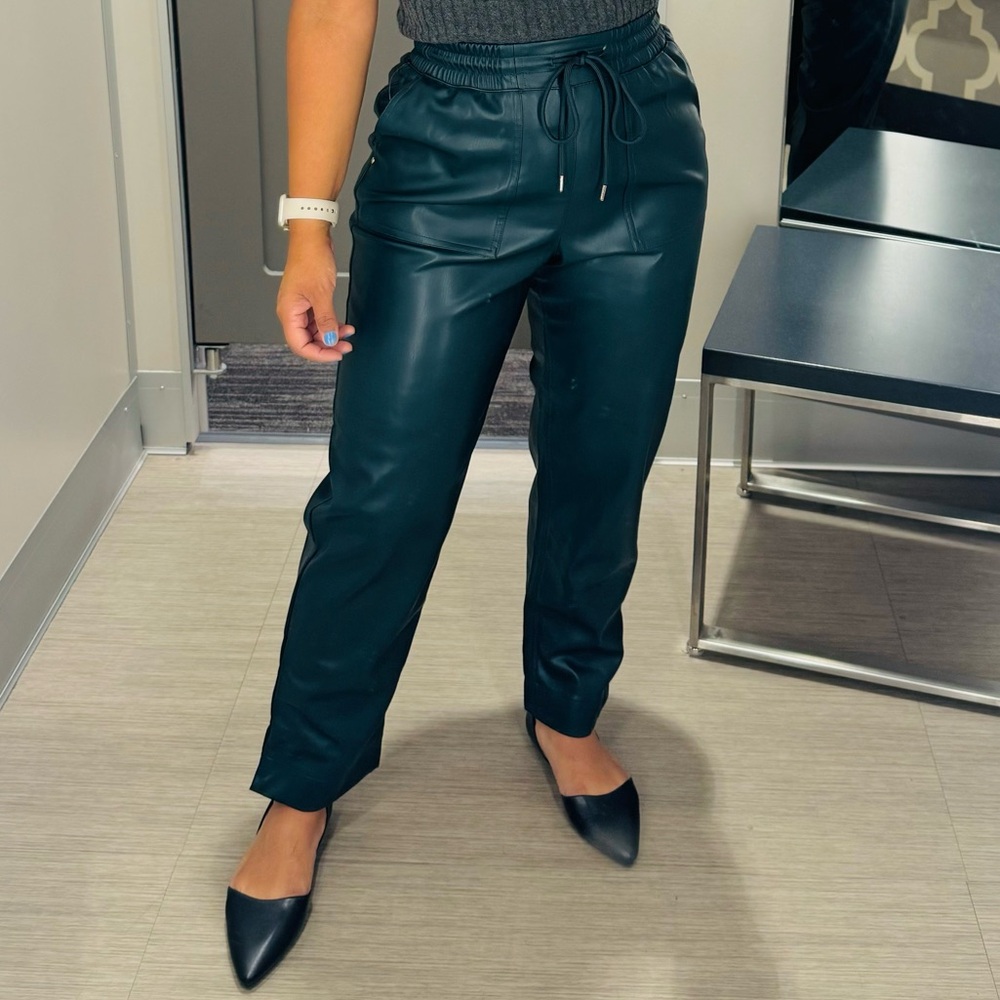 Women's High-Rise Faux Leather Tapered Ankle Pull-On Pants - A New Day™
Green S